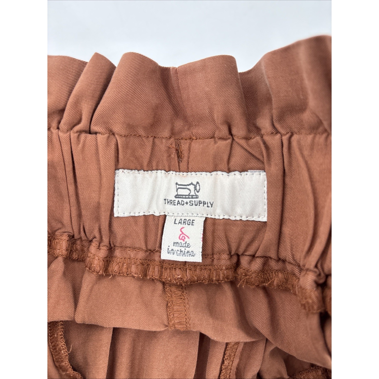Thread & Supply Wide Leg Pants Large Brown Palazzo Flowy Beachy Casual — image 5 of 6